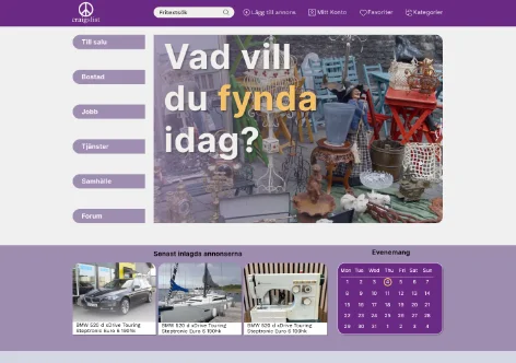 Interaktiv prototyp, variant A, av Craigslist-redesignen