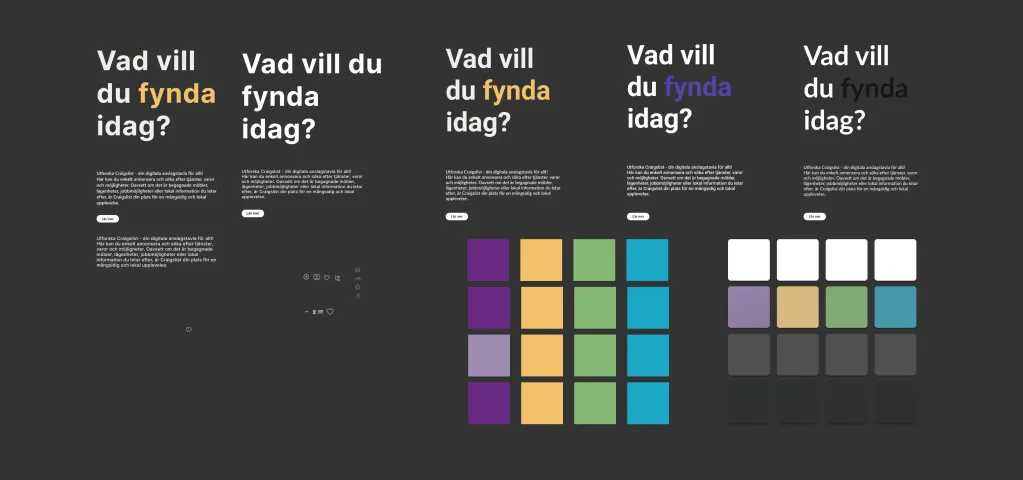 Styleguide med färg och typografi för Craigslist-redesignen